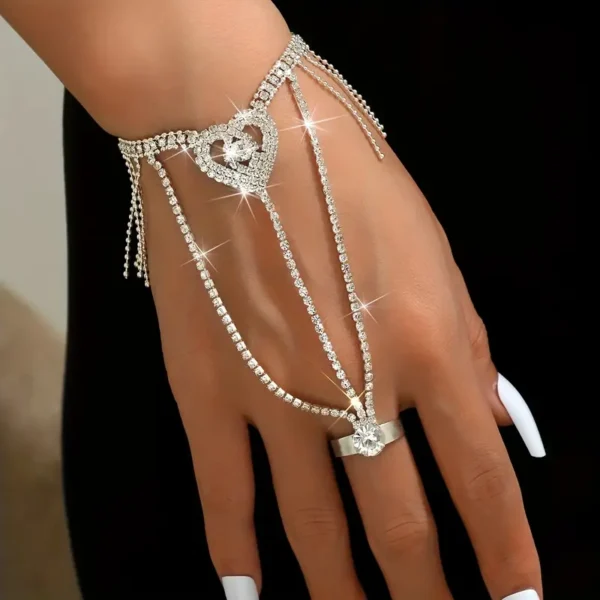 Silver Plated Heart Ring Bracelet