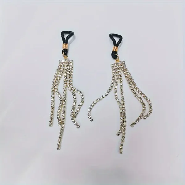 Luxury Crystal Tassel Earrings and Silicone Nipple Clip Set