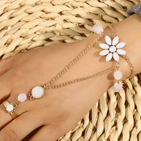 Floral Adjustable Ring-Bracelet Hybrid