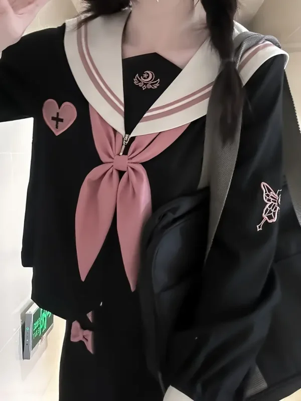 Japanese Sailor Style Long Sleeve JK Uniform with Pleated Skirt