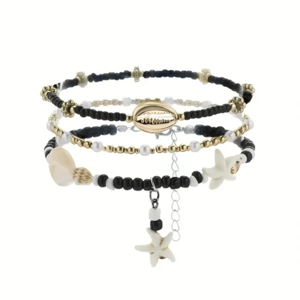 3 Piece Beaded Ladies Anklet Set
