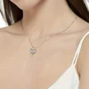 Simple 18K gold-plated three-pronged zirconia heart pendant necklace