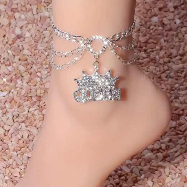 Multilayer Full Of Rhinestones Crown Anklet