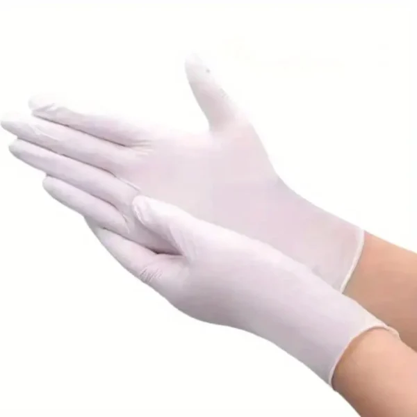 20 white disposable nitrile gloves