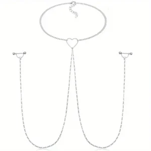 Stainless Steel Sexy Barbell Nipple Chain Nipple Ring