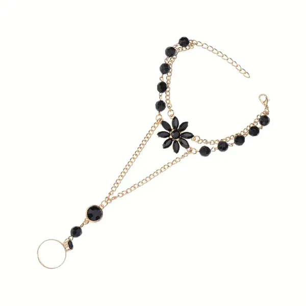 Floral Adjustable Ring-Bracelet Hybrid