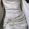 Adjustable chain belt with imitation pearls