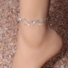 Silver Skeleton Rhinestone Butterfly Anklet