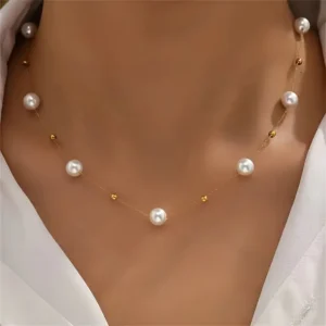 Random Number of Beads Faux Pearl Necklace