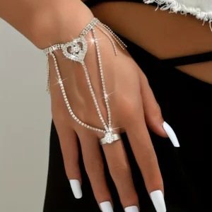 Silver Plated Heart Ring Bracelet