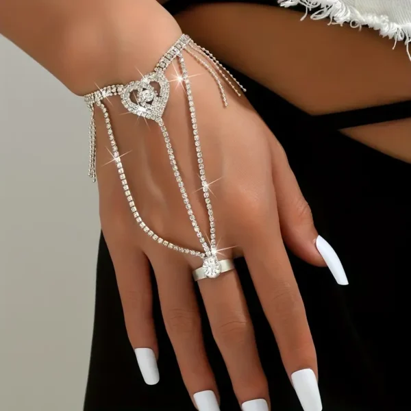 Silver Plated Heart Ring Bracelet