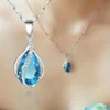 Luxurious Teardrop Aquamarine Gemstone Pendant