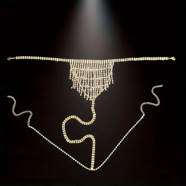 Rhinestone Body Chain, Sexy Tassel Thong