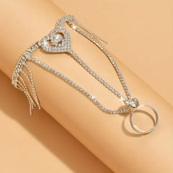 Silver Plated Heart Ring Bracelet