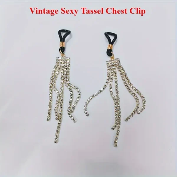 Luxury Crystal Tassel Earrings and Silicone Nipple Clip Set