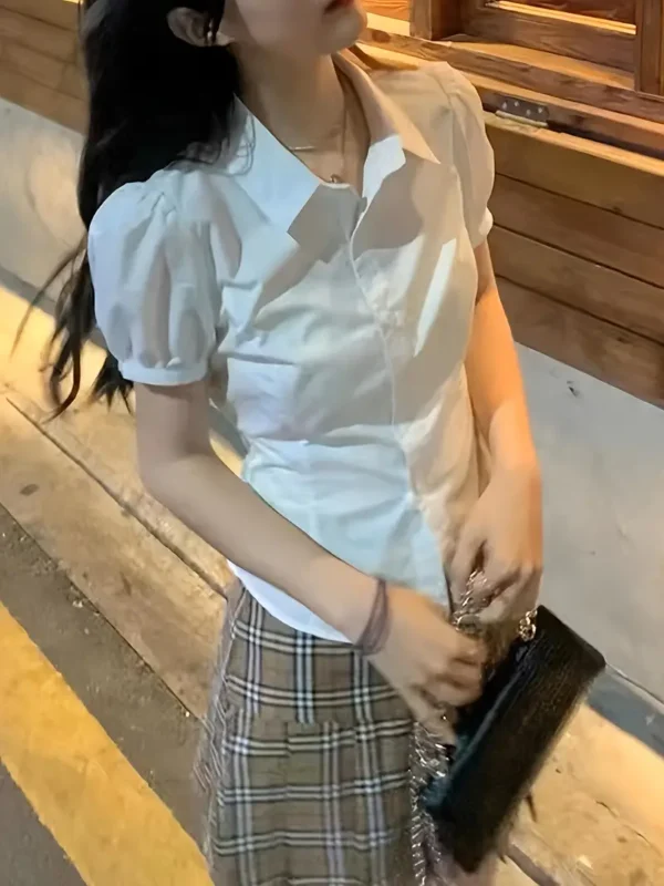 Preppy Style Solid Color Button Up Shirt