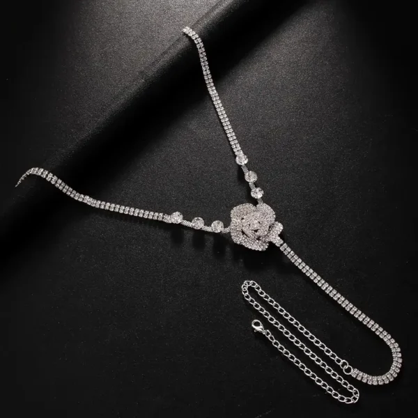 Chic Summer Floral Rhinestone Lingerie Chain