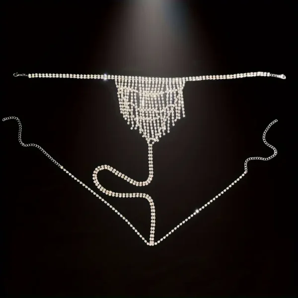 Rhinestone Body Chain, Sexy Tassel Thong