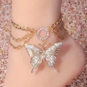 Silver-Plated Butterfly Anklet