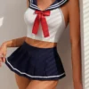Colorblock Bow Backless Crop Top & Pleated Skirt