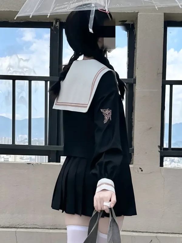 Japanese Sailor Style Long Sleeve JK Uniform with Pleated Skirt