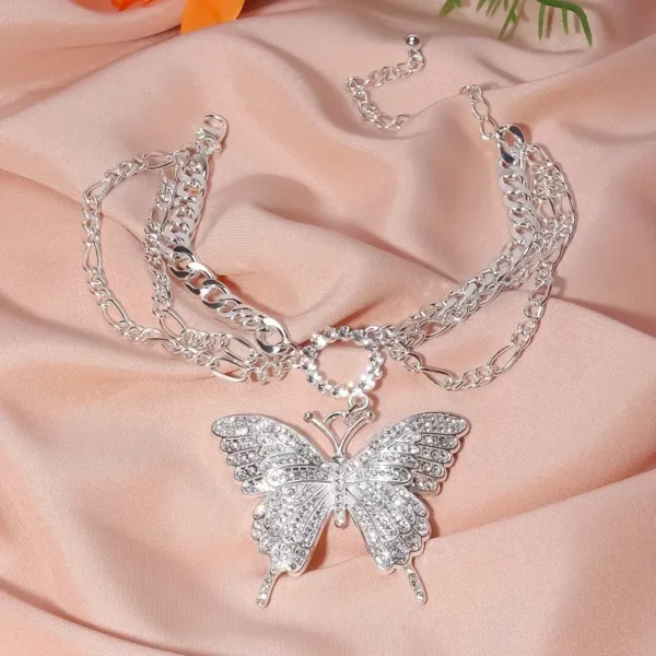 Silver-Plated Butterfly Anklet