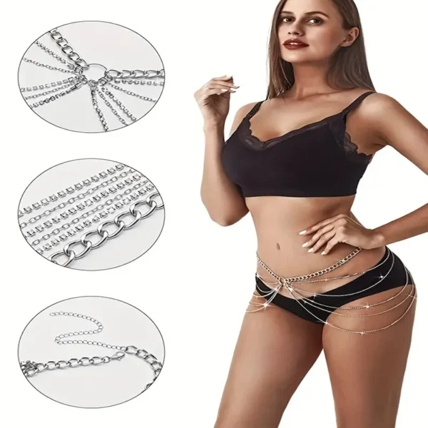 Multi-Layered Sparkling Zirconia Belly Chain