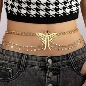Hollow Butterfly Tassel Belt Chain