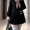 Japanese Sailor Style Long Sleeve JK Uniform with Pleated Skirt