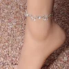 Silver Skeleton Rhinestone Butterfly Anklet