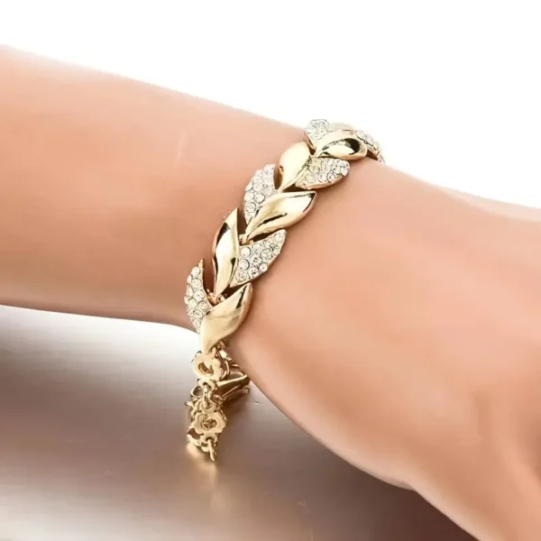 Leaf Rhinestone Ladies Party Bracelet Jewelry