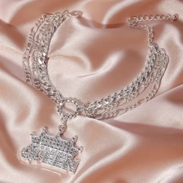 Multilayer Full Of Rhinestones Crown Anklet