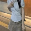 Preppy Style Solid Color Button Up Shirt