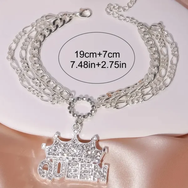 Multilayer Full Of Rhinestones Crown Anklet