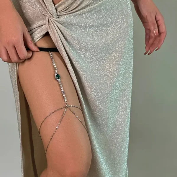 Emerald and Crystal Leg Chain