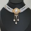 Oval Imitation Pearl Tassel Decoration Necklace