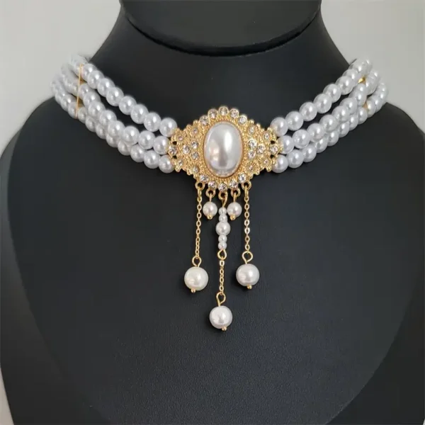 Oval Imitation Pearl Tassel Decoration Necklace
