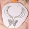 Silver-Plated Butterfly Anklet