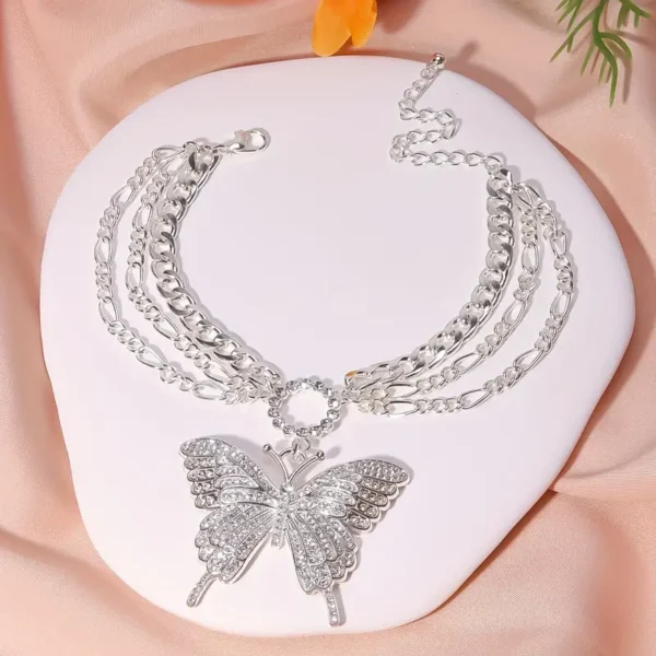 Silver-Plated Butterfly Anklet