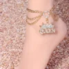 Multilayer Full Of Rhinestones Crown Anklet