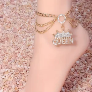 Multilayer Full Of Rhinestones Crown Anklet