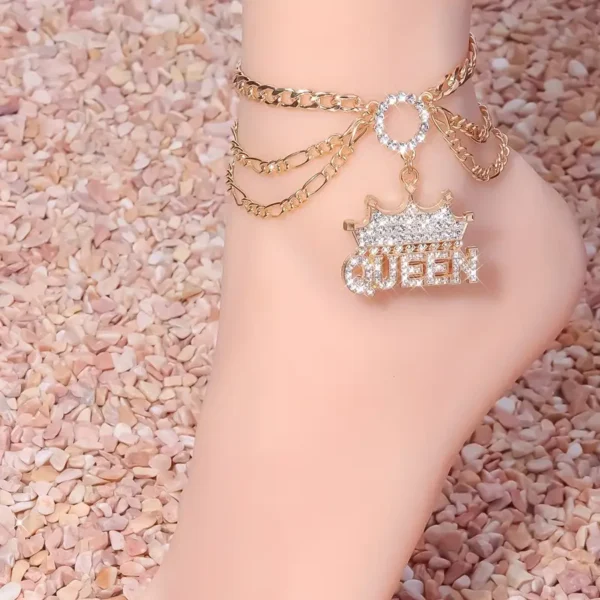 Multilayer Full Of Rhinestones Crown Anklet
