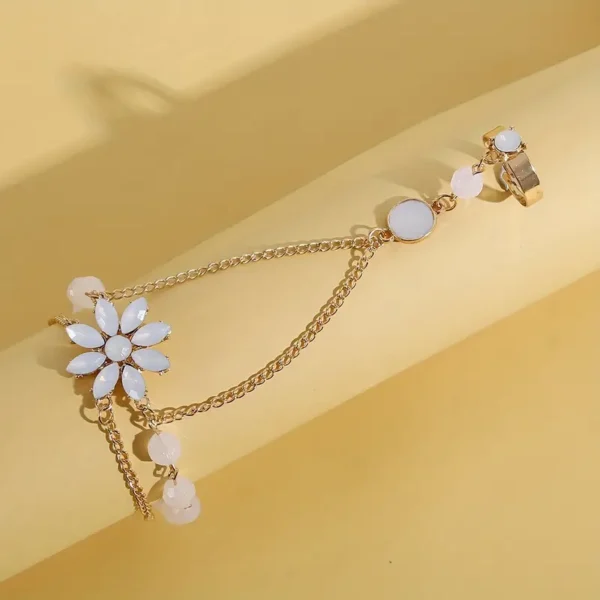 Floral Adjustable Ring-Bracelet Hybrid