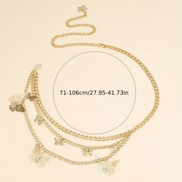 Multi-layered waist chain with large butterfly pendant