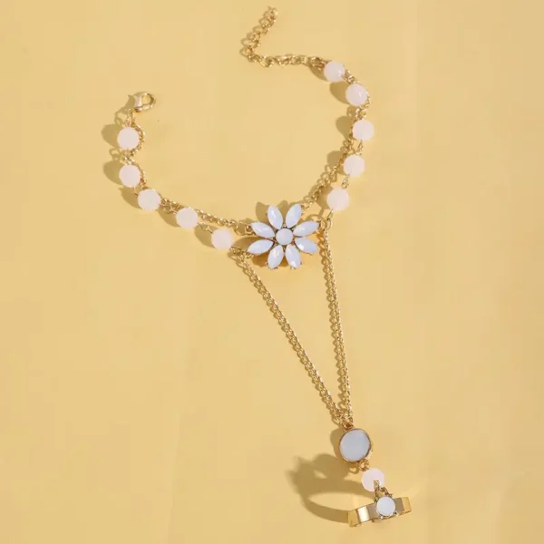 Floral Adjustable Ring-Bracelet Hybrid