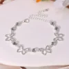 Silver Skeleton Rhinestone Butterfly Anklet