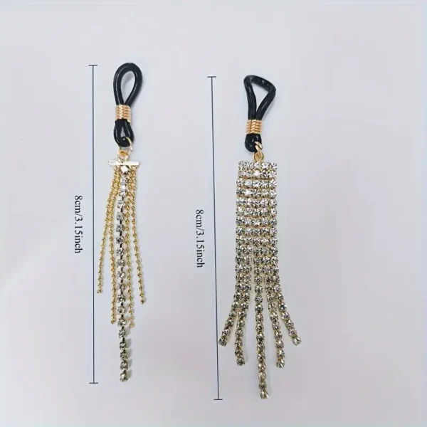 Luxury Crystal Tassel Earrings and Silicone Nipple Clip Set