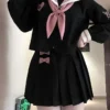 Japanese Sailor Style Long Sleeve JK Uniform with Pleated Skirt