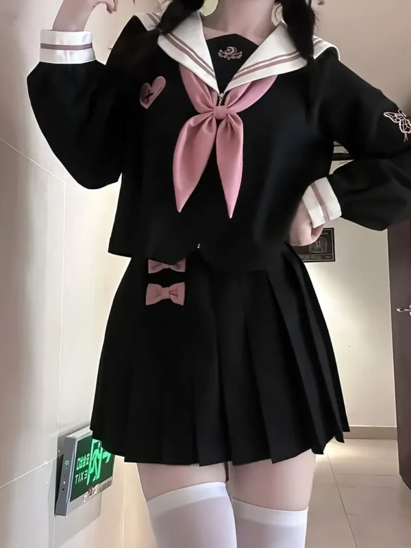 Japanese Sailor Style Long Sleeve JK Uniform with Pleated Skirt