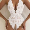 Women's Sexy Adult Lace Teddy with Plunging Neckline